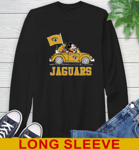 NFL Football Jacksonville Jaguars Pluto Mickey Driving Disney Shirt Long Sleeve T-Shirt 2