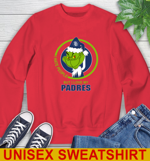 San Diego Padres MLB Christmas Grinch I Hate People But I Love My Favorite Baseball Team Sweatshirt 10