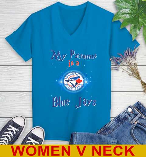 MLB Baseball Harry Potter My Patronus Is A Toronto Blue Jays Women's V-Neck T-Shirt 7