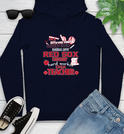 Boston Red Sox MLB I'm A Difference Making Student Caring Baseball Loving Kinda Teacher Youth Hoodie 3
