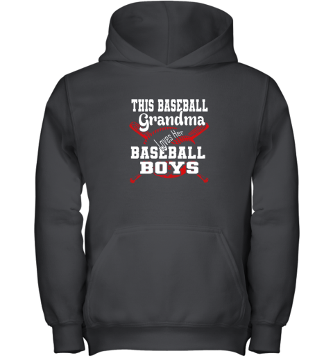 xclq this baseball grandma loves her baseball boys youth hoodie 43 front black