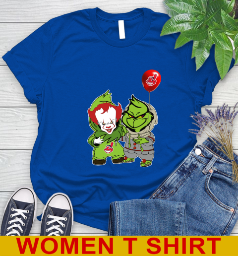 Baby Pennywise Grinch Christmas MLB Baseball Cleveland Indians Women's T-Shirt 9