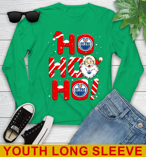 Edmonton Oilers NHL Hockey Ho Ho Ho Santa Claus Merry Christmas Shirt Youth Long Sleeve 7