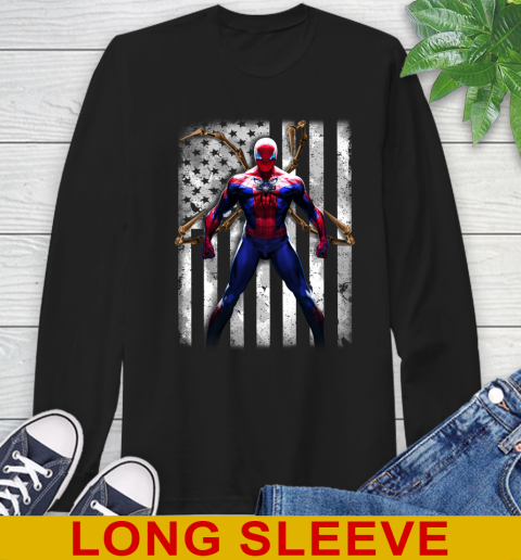 NBA Basketball Charlotte Hornets Spider Man Avengers Marvel American Flag Shirt Long Sleeve T-Shirt