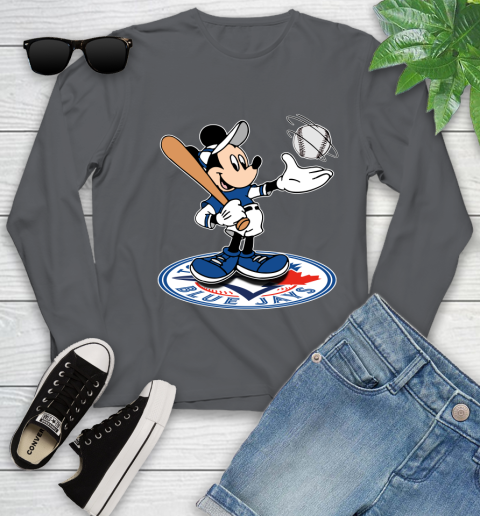 MLB Baseball Toronto Blue Jays Cheerful Mickey Disney Shirt Youth Long Sleeve 8