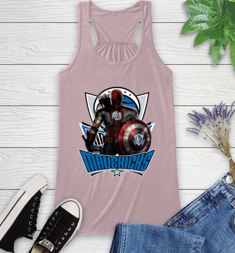 Dallas Mavericks NBA Basketball Captain America Thor Spider Man Hawkeye Avengers Racerback Tank 11