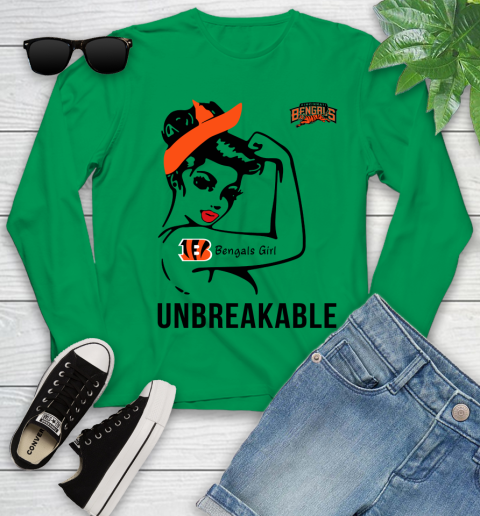 NFL Cincinnati Bengals Girl Unbreakable Football Sports Youth Long Sleeve 4