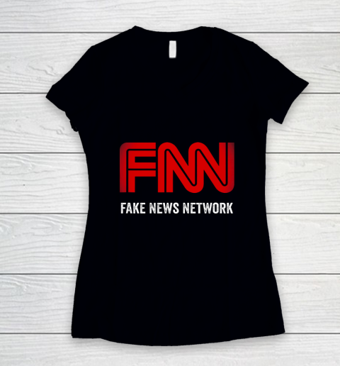 FNN The Fake News Network Funny Trump Quote Women's V-Neck T-Shirt