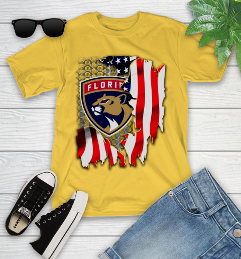 Florida Panthers NHL Hockey American Flag Youth T-Shirt 10