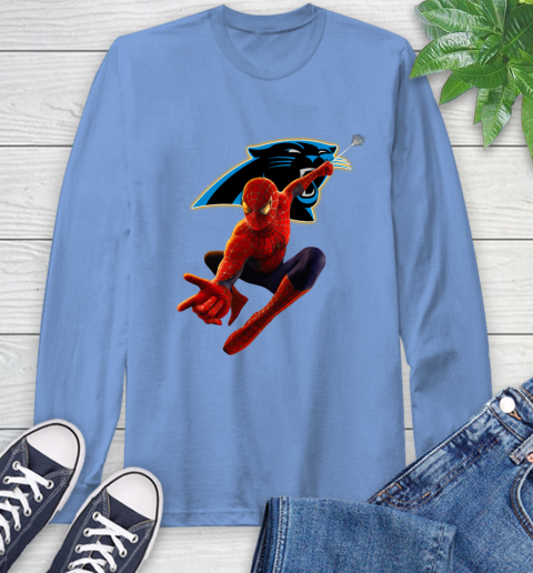 NFL Spider Man Avengers Endgame Football Carolina Panthers Long Sleeve T-Shirt 11