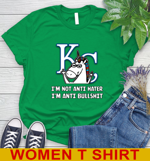 Los Angeles Angels MLB Baseball Unicorn I'm Not Anti Hater I'm Anti Bullshit (2) Women's T-Shirt 6