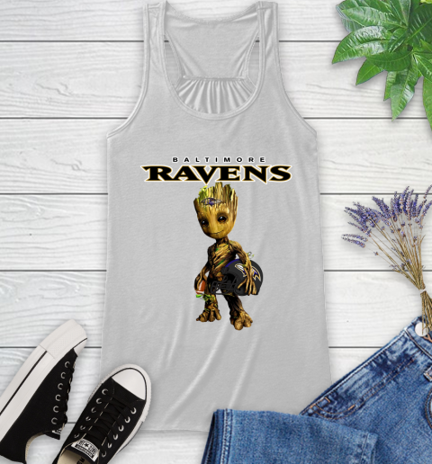 Baltimore Ravens NFL Football Groot Marvel Guardians Of The Galaxy Racerback Tank