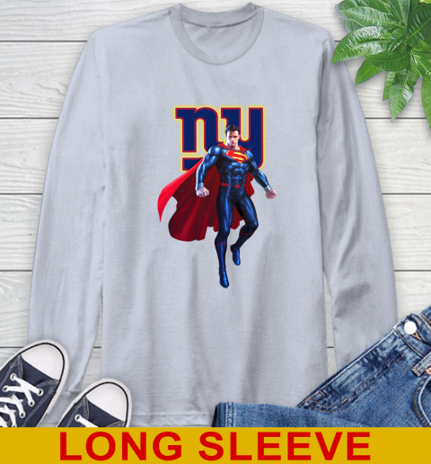 NFL Superman DC Sports Football New York Giants Long Sleeve T-Shirt 6