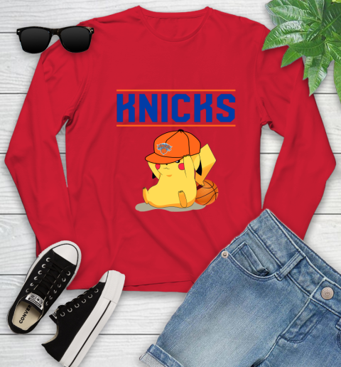 NBA Pikachu Basketball Sports New York Knicks Youth Long Sleeve 11