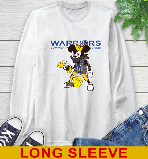 Golden State Warriors NBA Basketball Mickey Peace Sign Sports Long Sleeve T-Shirt