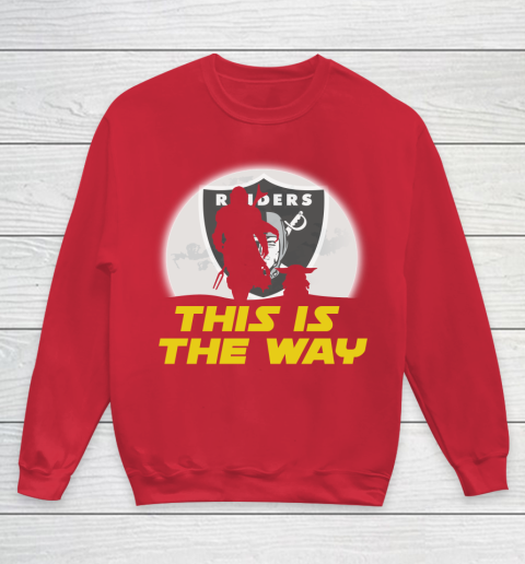 Oakland Raiders NFL Football Star Wars Yoda And Mandalorian This Is The Way Youth Sweatshirt 7