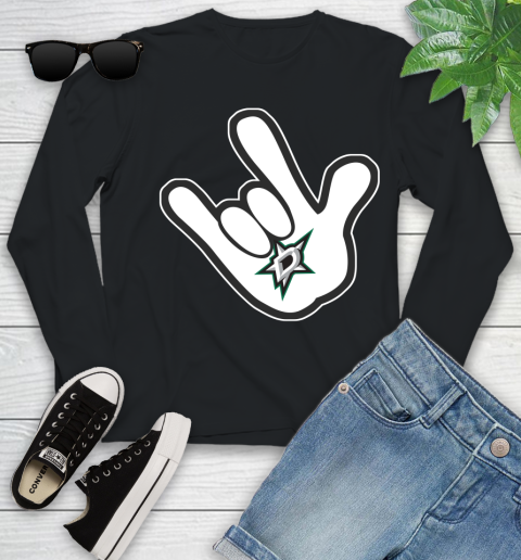 Dallas Stars NHL Hockey Mickey Rock Hand Disney Youth Long Sleeve 2