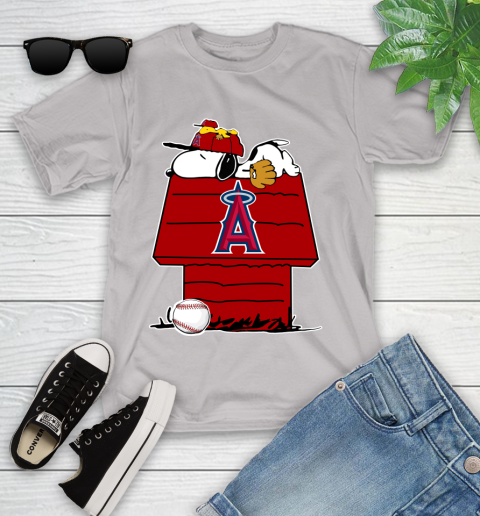 MLB Los Angeles Angels Snoopy Woodstock The Peanuts Movie Baseball T Shirt Youth T-Shirt 12
