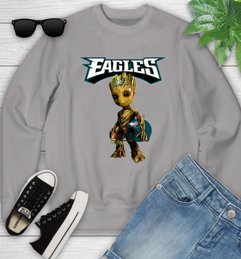 Philadelphia Eagles NFL Football Groot Marvel Guardians Of The Galaxy Youth Sweatshirt 4