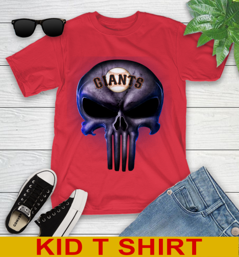 San Francisco Giants MLB Baseball Punisher Skull Sports Youth T-Shirt 11
