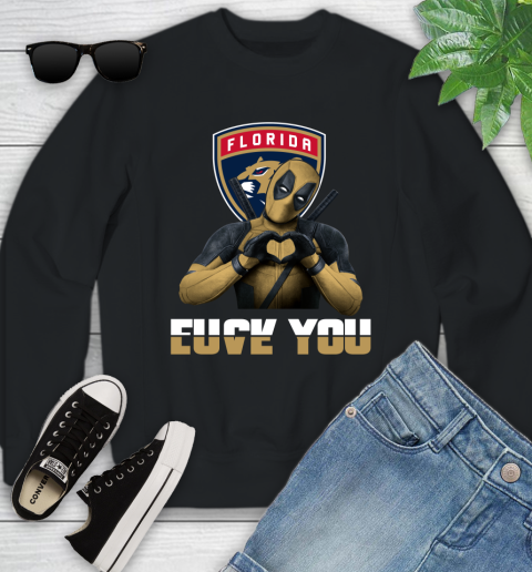 NHL Florida Panthers Deadpool Love You Fuck You Hockey Sports Youth Sweatshirt