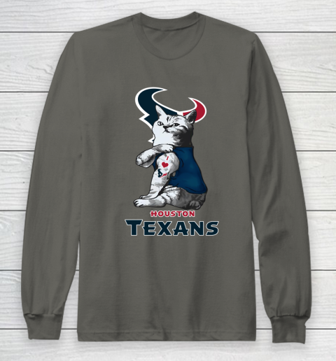 NFL Football My Cat Loves Houston Texans Long Sleeve T-Shirt 5
