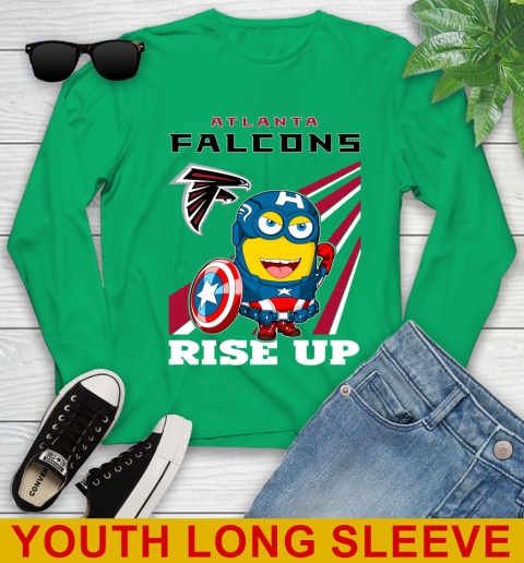 NFL Football Atlanta Falcons Captain America Marvel Avengers Minion Shirt Youth Long Sleeve 7