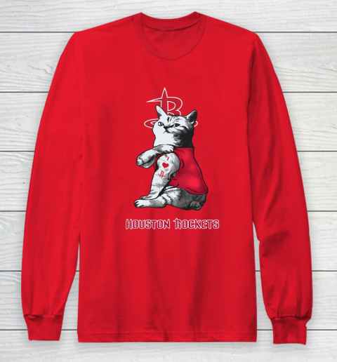 NBA Basketball My Cat Loves Houston Rockets Long Sleeve T-Shirt 7