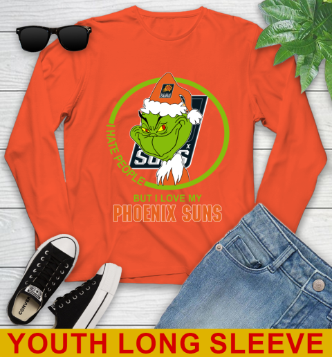 Phoenix Suns NBA Christmas Grinch I Hate People But I Love My Favorite Basketball Team Youth Long Sleeve 4