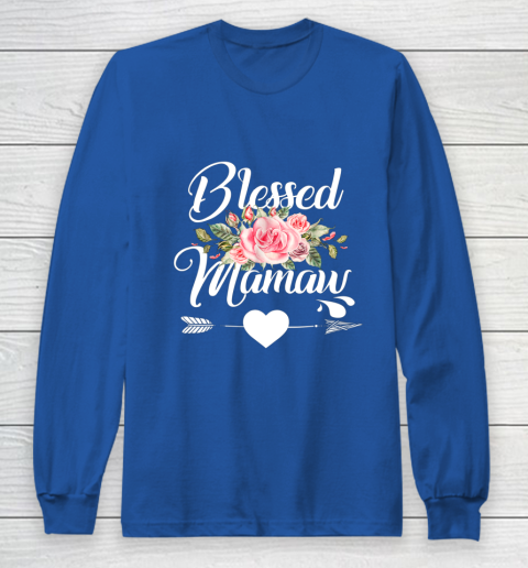 Blessed Mamaw Thanksgiving Christmas Floral Gift For Grandma Long Sleeve T-Shirt 6