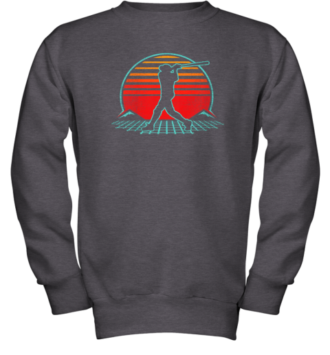 j44o baseball retro vintage 80s style coach player gift youth sweatshirt 47 front dark heather