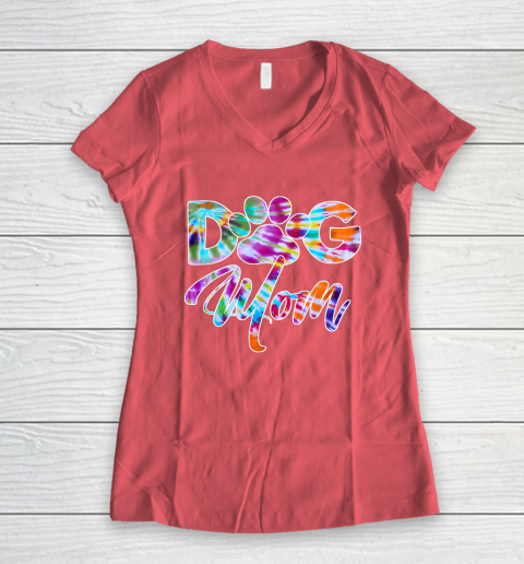 Dog Mom Shirt Tie Dye Dog Mom Apparel for Women Dog Lover Gifts Paw Women's V-Neck T-Shirt 4