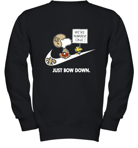 New Orleans Saints Are Number One – Just Bow Down Snoopy Youth Sweatshirt