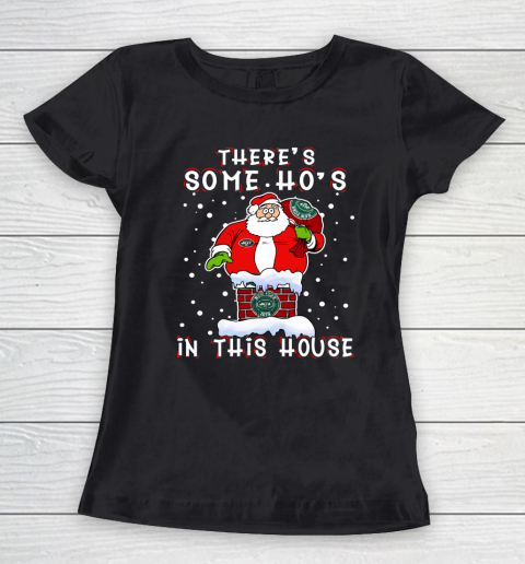 New York Jets Christmas There Is Some Hos In This House Santa Stuck In The Chimney NFL Women's T-Shirt
