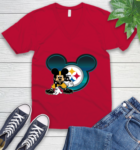 NFL Pittsburgh Steelers Mickey Mouse Disney Football T Shirt V-Neck T-Shirt 8