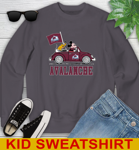 NHL Hockey Colorado Avalanche Pluto Mickey Driving Disney Shirt Youth Sweatshirt 6