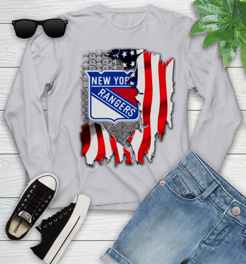 New York Rangers NHL Hockey American Flag Youth Long Sleeve 5
