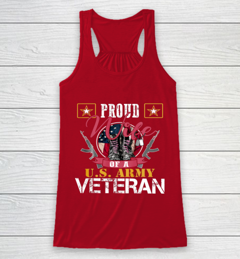 Veteran Shirt Vintage Proud Wife Of A U S Army Veteran Racerback Tank 4