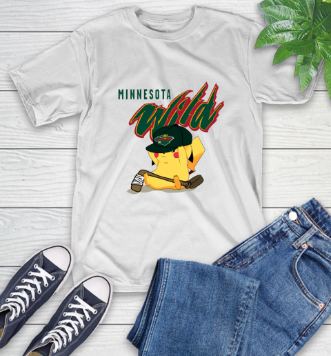 NHL Pikachu Hockey Sports Minnesota Wild T-Shirt