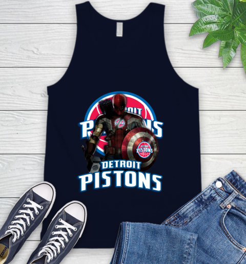 Detroit Pistons NBA Basketball Captain America Thor Spider Man Hawkeye Avengers Tank Top 3