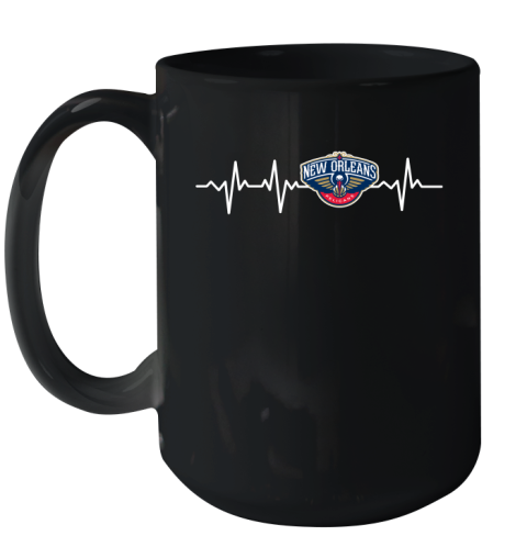 New Orleans Pelicans NBA Basketball Heart Beat Shirt Ceramic Mug 15oz