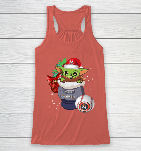 Miami Marlins Christmas Baby Yoda Star Wars Funny Happy MLB Racerback Tank 5 Miami Marlins Christmas Baby Yoda Star Wars Funny Happy MLB Racerback Tank - Image 5
