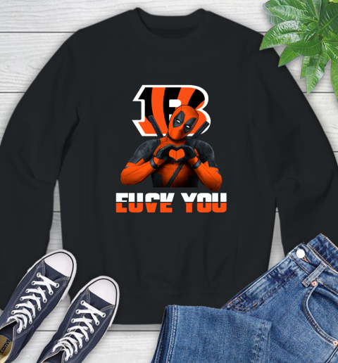 NHL Cincinnati Bengals Deadpool Love You Fuck You Football Sports Sweatshirt