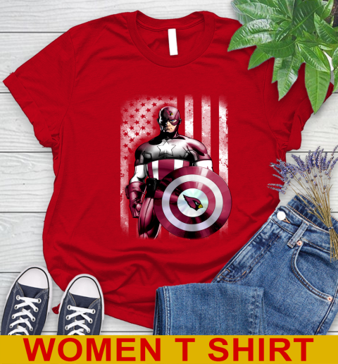 Arizona Cardinals NFL Football Captain America Marvel Avengers American Flag Shirt Women's T-Shirt 11