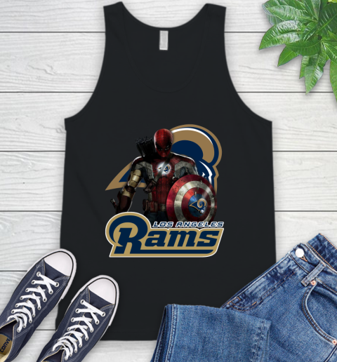 NFL Captain America Thor Spider Man Hawkeye Avengers Endgame Football Los Angeles Rams Tank Top 2