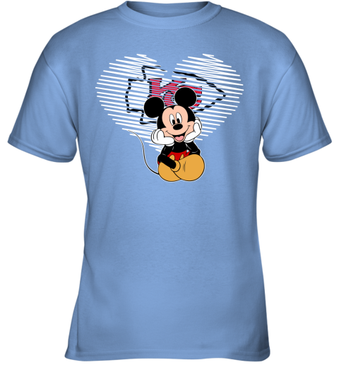 NFL Kansas City Chiefs The Heart Mickey Mouse Disney Football T Shirt o7YHFpPnvuq youth t shirt 26 95 151514 front carolina blue