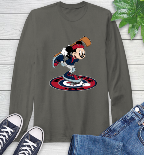 NHL Hockey Winnipeg Jets Cheerful Mickey Disney Shirt Long Sleeve T-Shirt 9