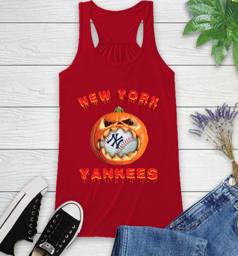 MLB New York Yankees Halloween Pumpkin Baseball Sports Racerback Tank 7 MLB New York Yankees Halloween Pumpkin Baseball Sports Racerback Tank - Image 7