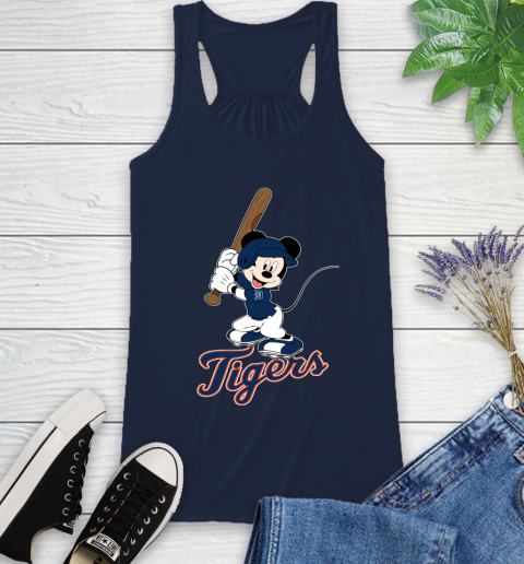 MLB Baseball Detroit Tigers Cheerful Mickey Mouse Shirt Racerback Tank 11