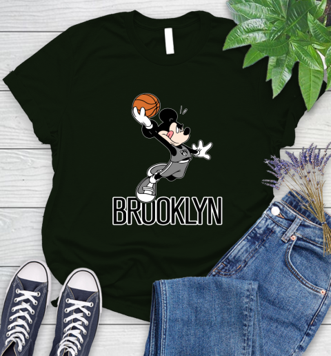 NBA Basketball Brooklyn Nets Cheerful Mickey Mouse Shirt Women's T-Shirt 6